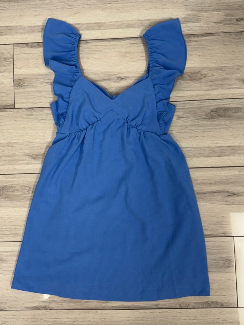 Bright Blue Ruffle Sleeve Mini Dress